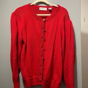 Persuasion Red Cardigan Sweater Classic Knit